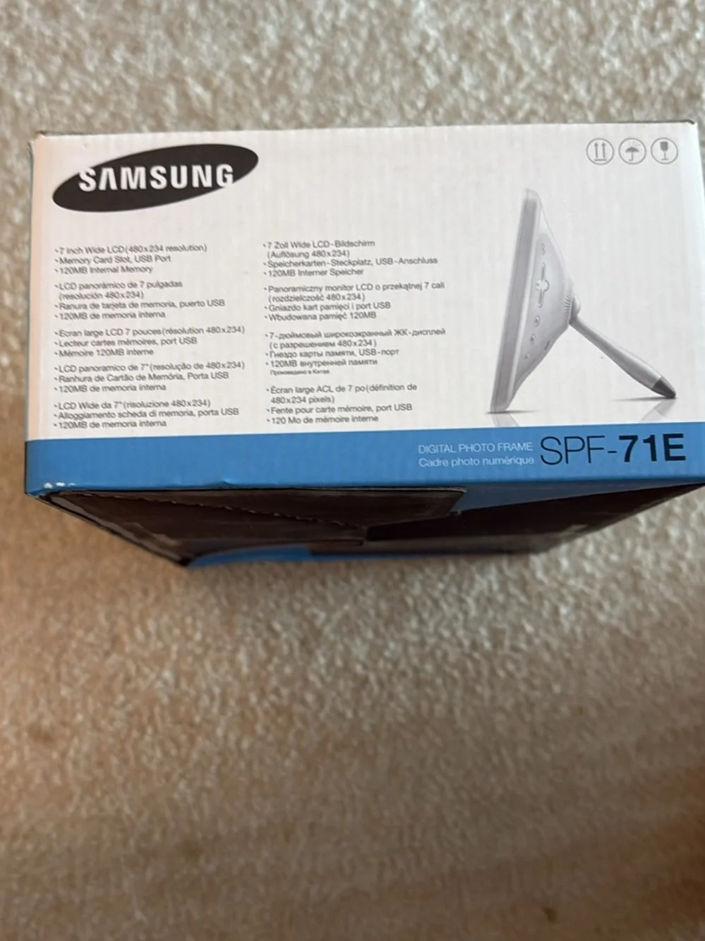 Samsung Digital Photo Frame Box in White and Blue